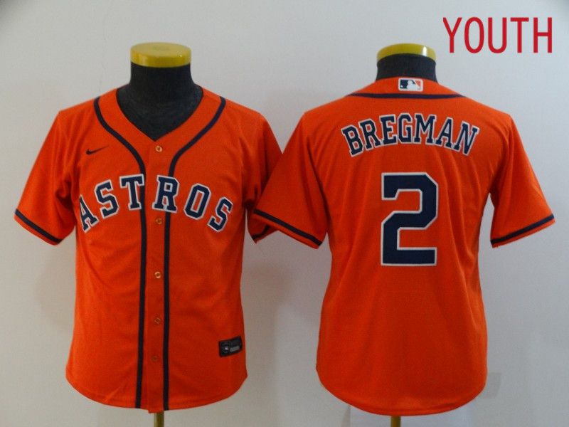 Youth Houston Astros #2 Bregman Orange Nike Game MLB Jerseys->youth mlb jersey->Youth Jersey